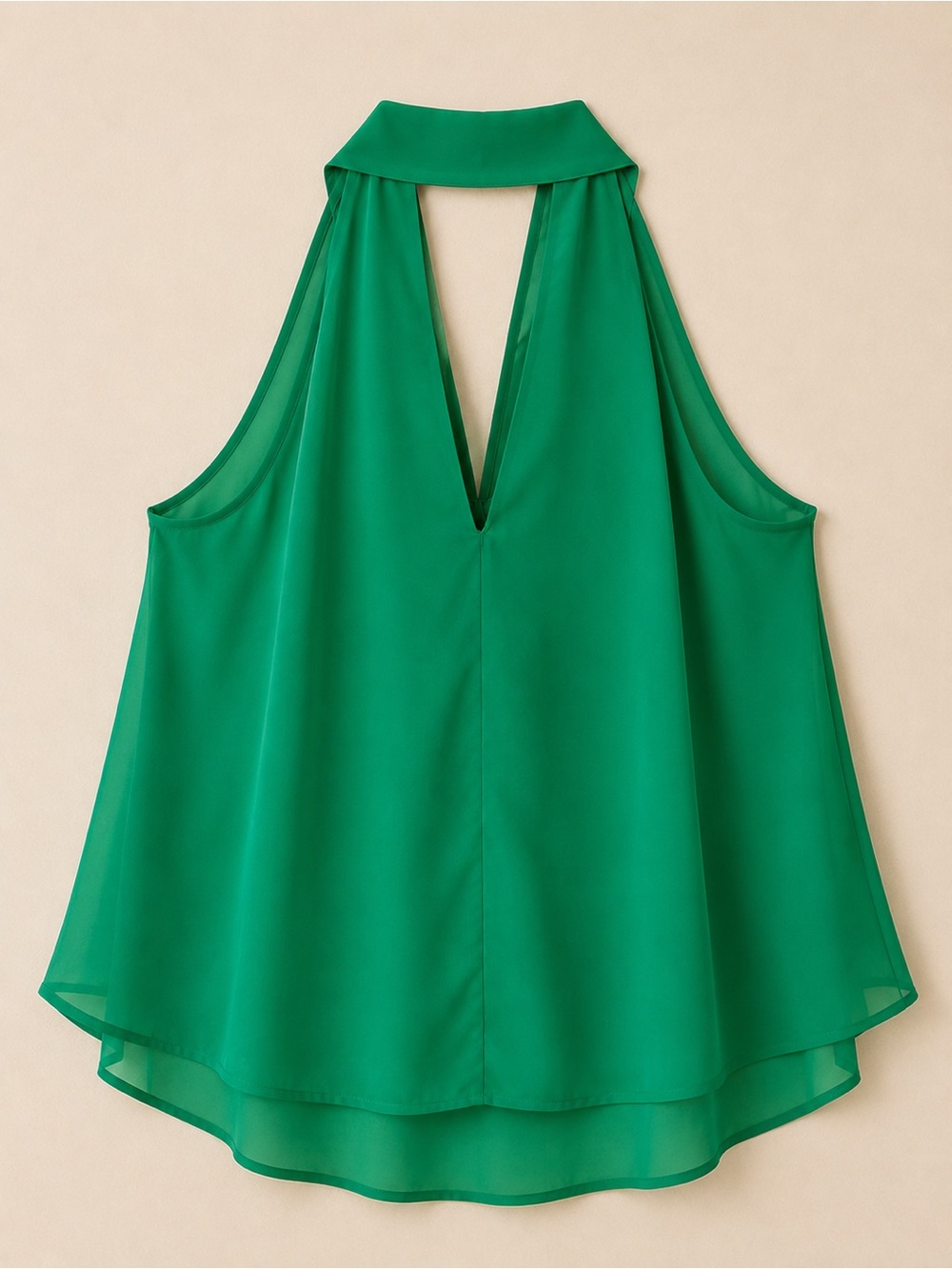 BANANA REPUBLIC Emerald Green Sheer Bow Halter Blouse XS Petite - Picture 5 of 8